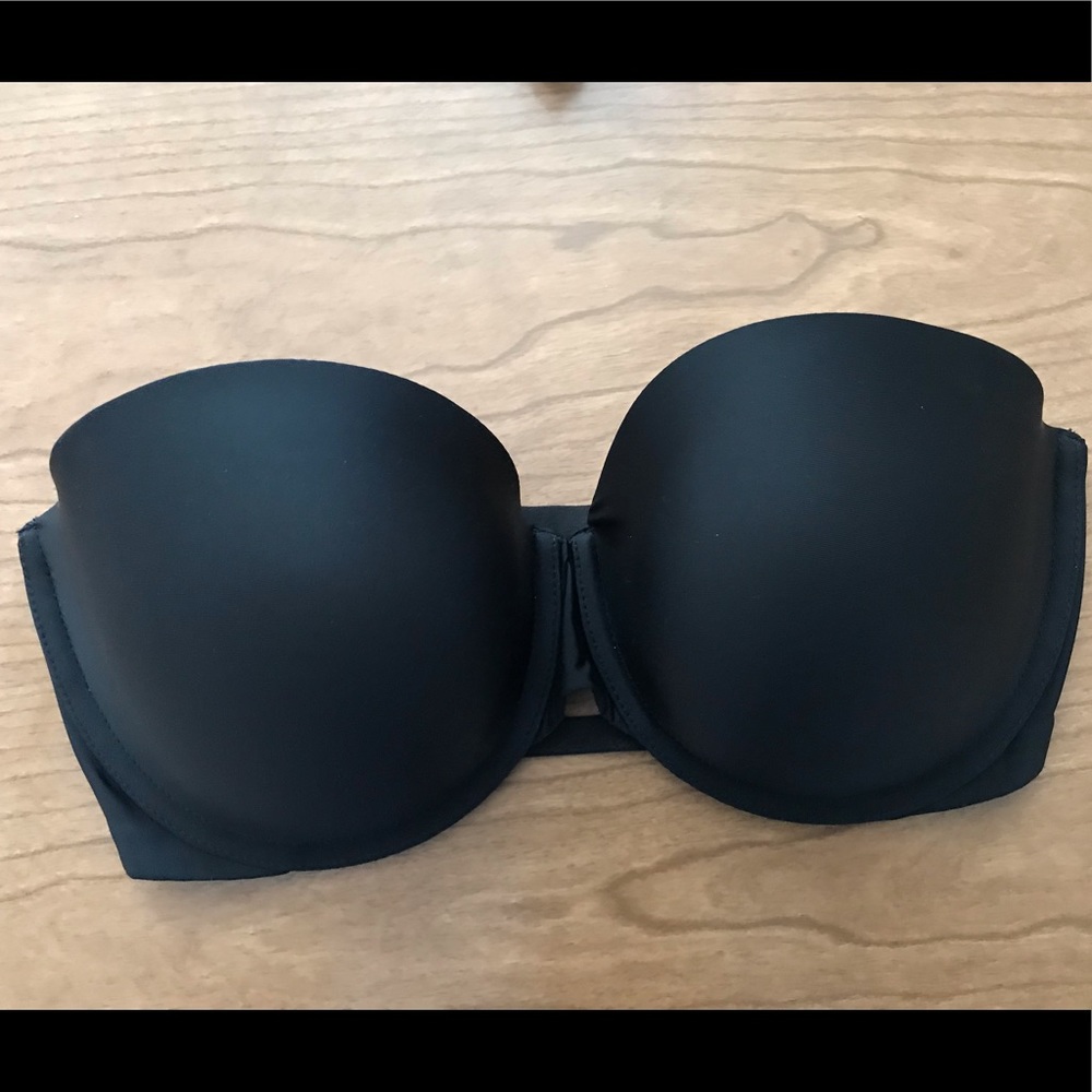 Black strapless bra.
